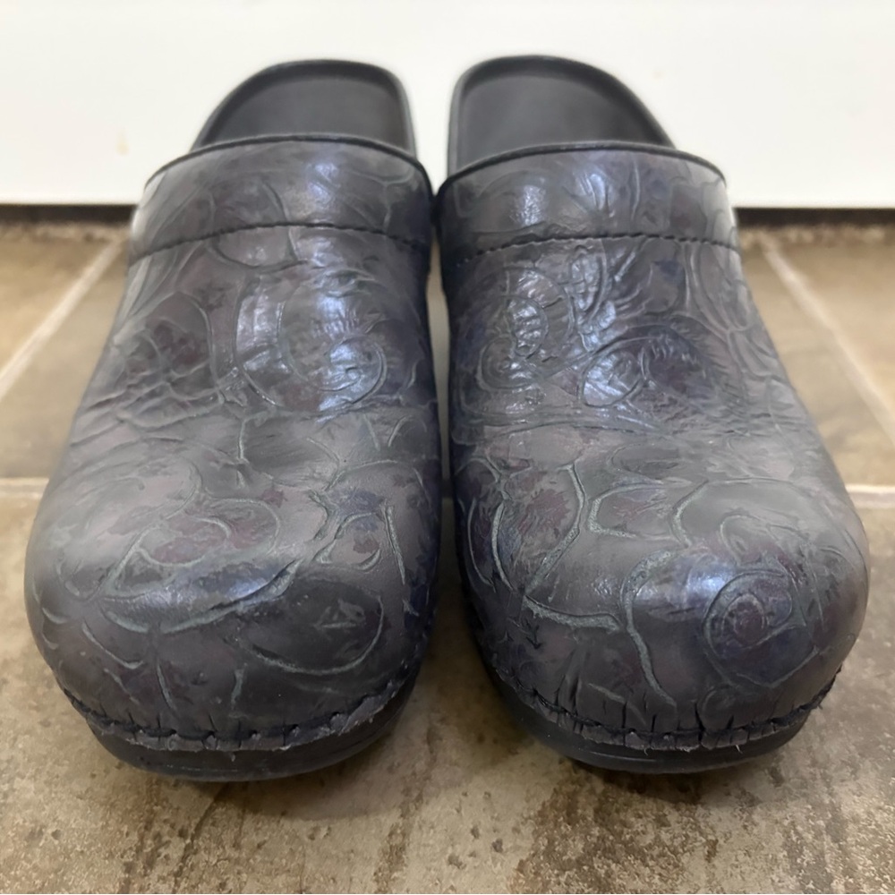 Dansko Black Embossed Mules